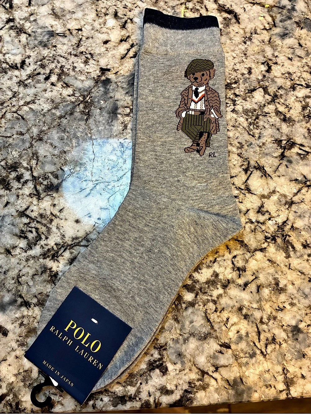 Polo Ralph Lauren Polo Bear Cotton-Blend Dress Socks Dress Socks Gray NWT